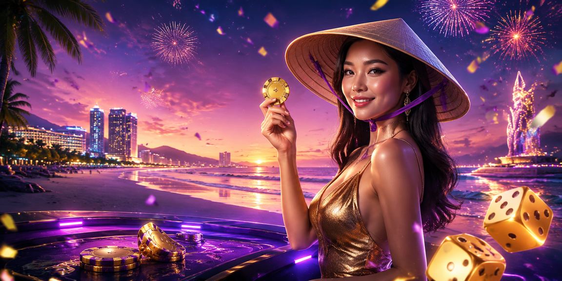 Bộ xúc xắc tài xỉu bên nón lá truyền thống tại Đà Nẵng trong không gian casino hiện đại