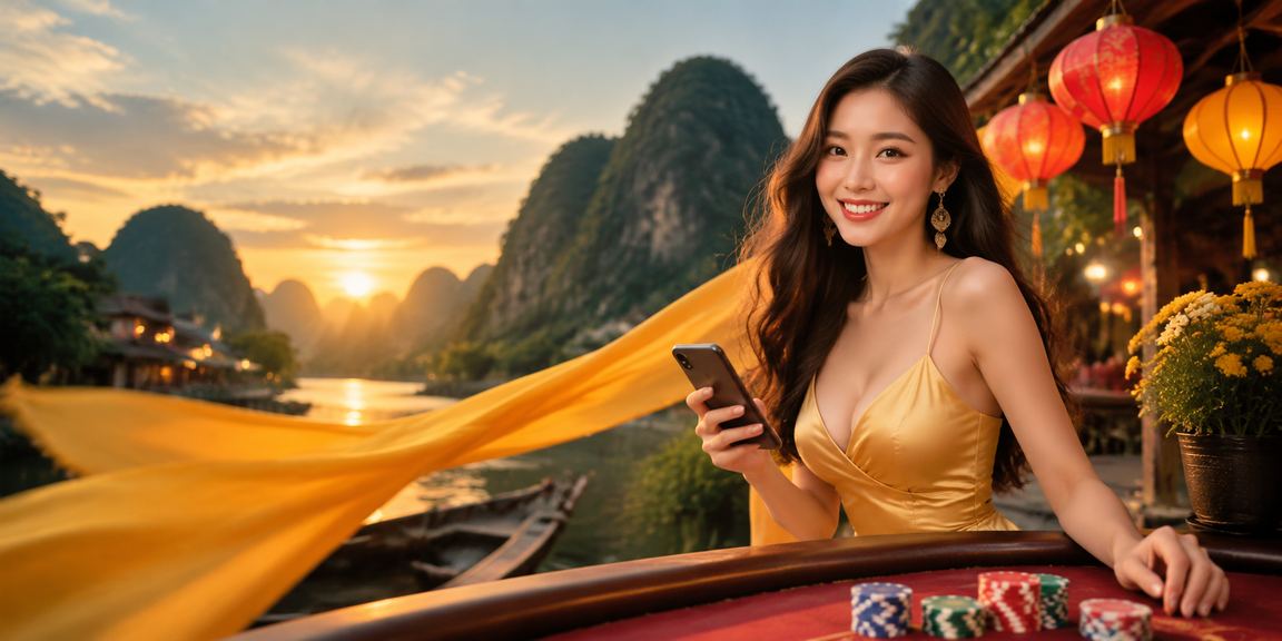 Người chơi trên điện thoại di động tại phố đèn lồng Hội An về đêm