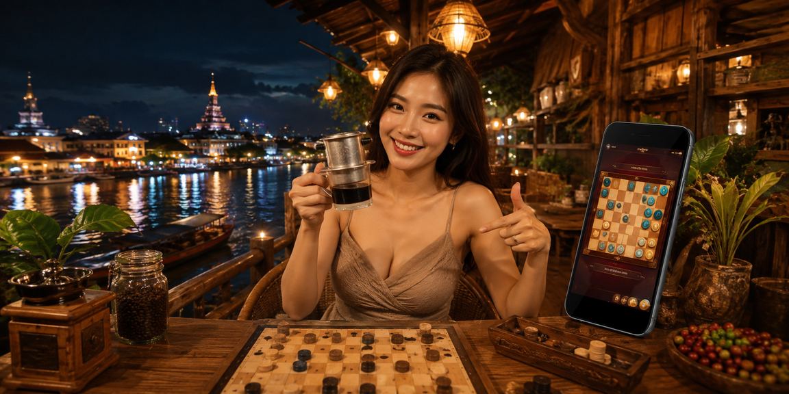 Người chơi bài tại vùng sông nước Mekong bên tách cà phê buổi sáng