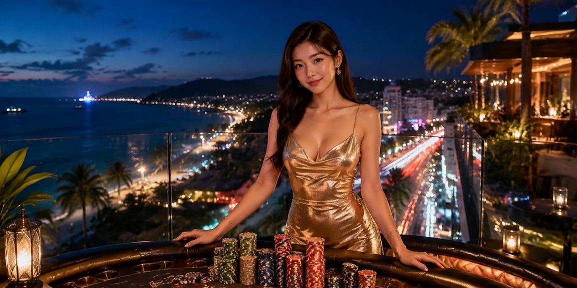 Không khí cá cược và xổ số rực rỡ về đêm tại Phú Quốc với ánh đèn neon